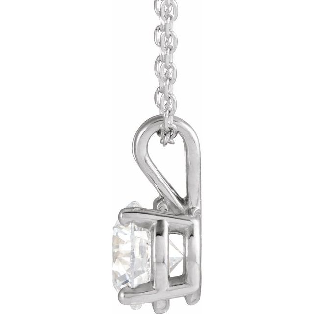 14K White 1 CT Lab-Grown Diamond Solitaire 16-18" Necklace