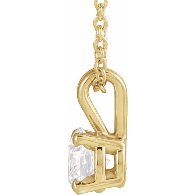 14K Yellow 5/8 CT Lab-Grown Diamond Solitaire 16-18" Necklace