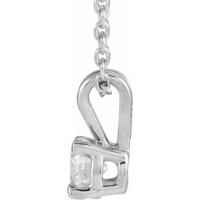 14K White 1/4 CT Lab-Grown Diamond Solitaire 16-18" Necklace