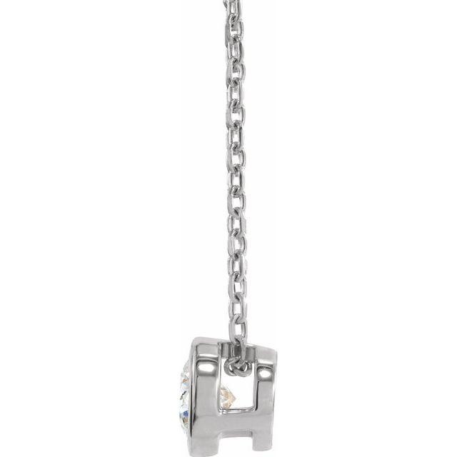 14K White 1/4 CT Lab-Grown Diamond Bezel-Set 16-18" Necklace