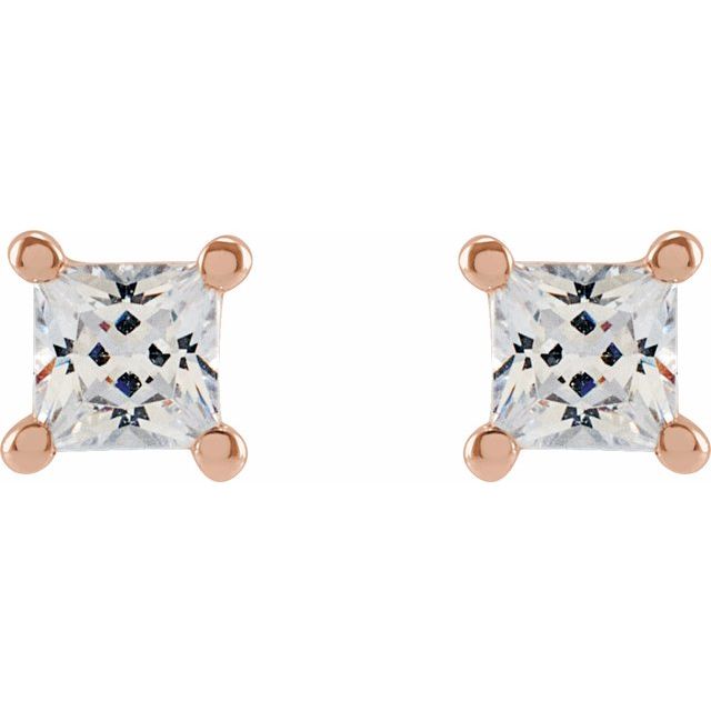 14K Rose 3 mm Square 1/3 CTW Lab-Grown Diamond Earrings