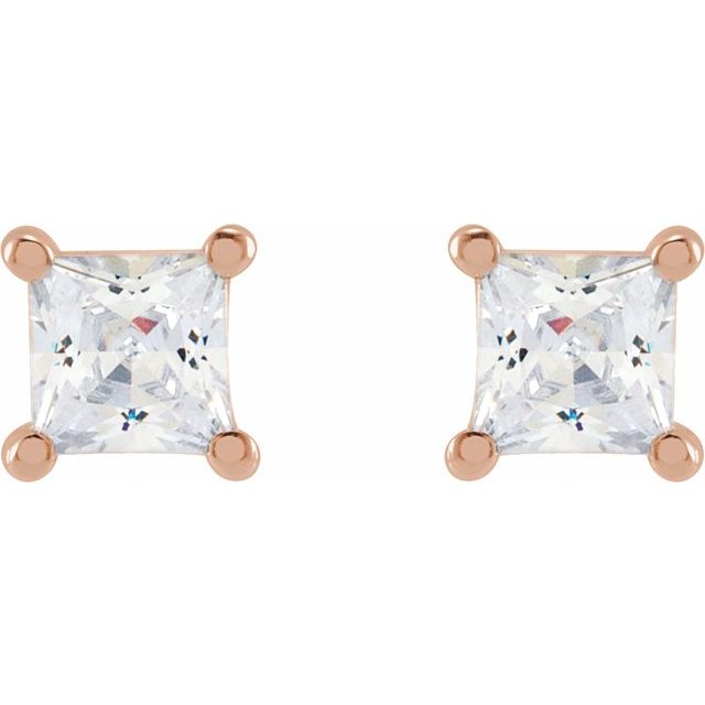 14K Rose 3.9 mm Square 3/4 CTW Lab-Grown Diamond Earrings
