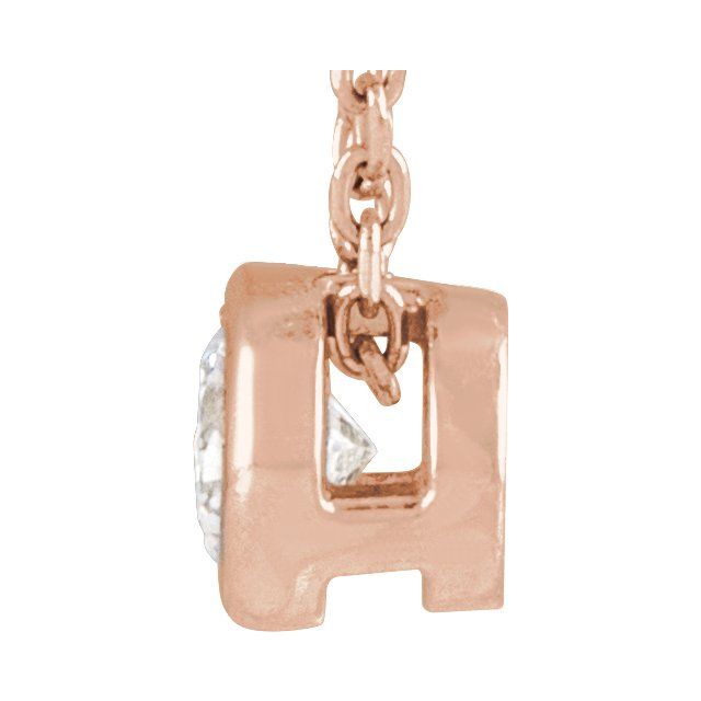14K Rose 1/6 CT Lab-Grown Diamond Bezel-Set 16-18" Necklace