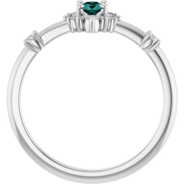 Platinum Lab-Grown Alexandrite & 1/6 CTW Natural Diamond Halo-Style Ring