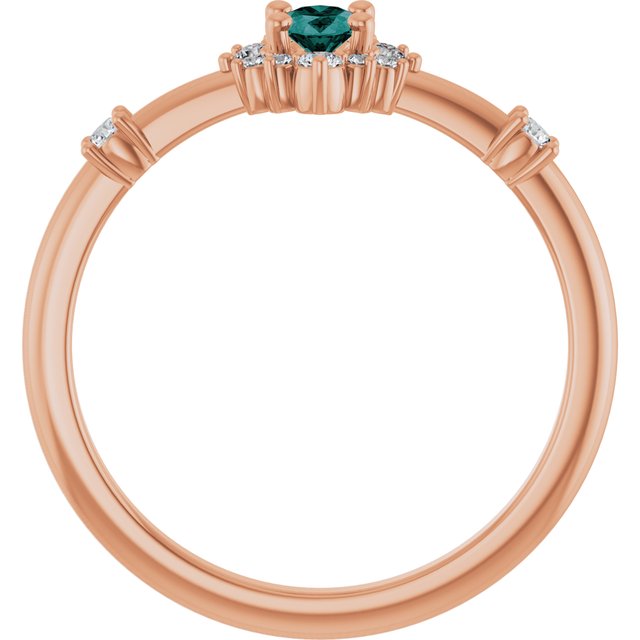 14K Rose Lab-Grown Alexandrite & 1/6 CTW Natural Diamond Halo-Style Ring