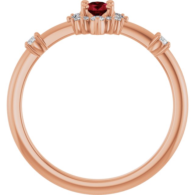 14K Rose Lab-Grown Ruby & 1/6 CTW Natural Diamond Halo-Style Ring