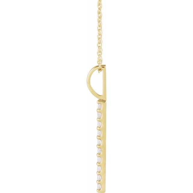 14K Yellow 1/6 CTW Lab-Grown Diamond Vertical Bar 16-18" Necklace