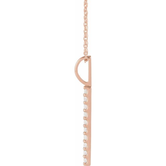 14K Rose 1/6 CTW Lab-Grown Diamond Vertical Bar 16-18" Necklace