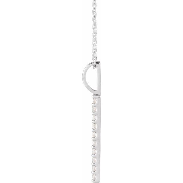 14K White 1/6 CTW Lab-Grown Diamond Vertical Bar 16-18" Necklace