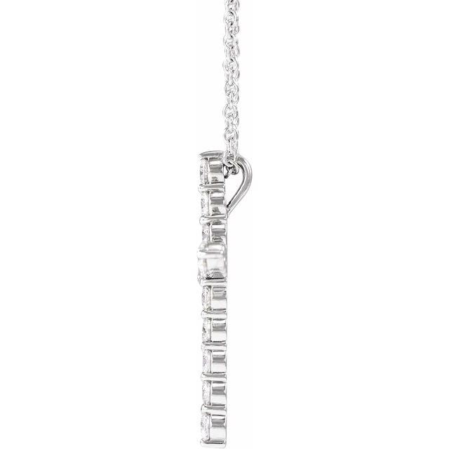 14K White 1/2 CTW Lab-Grown Diamond Cross 16-18" Necklace