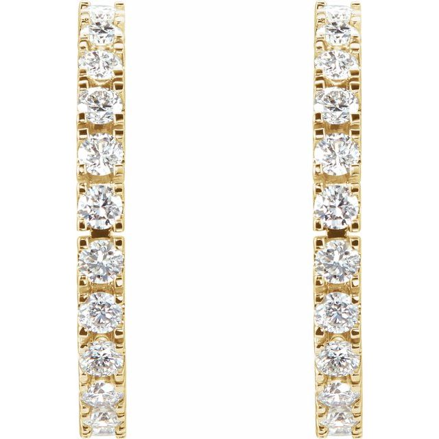 14K Yellow 1 CTW Lab-Grown Diamond 20.5 mm Hoop Earrings
