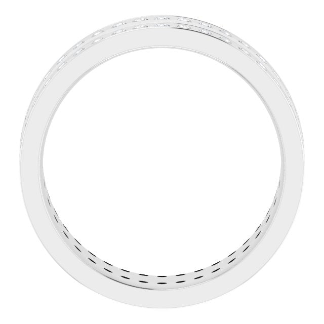 14K White 3/4 CTW Lab-Grown Diamond Double Row Accented Band Size 8.5