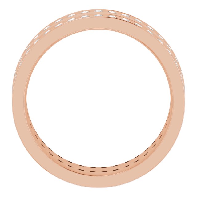 14K Rose 5/8 CTW Lab-Grown Diamond Double Row Accented Band Size 8