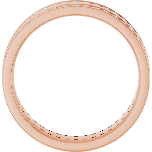 14K Rose 3/4 CTW Lab-Grown Diamond Double Row Accented Band Size 11