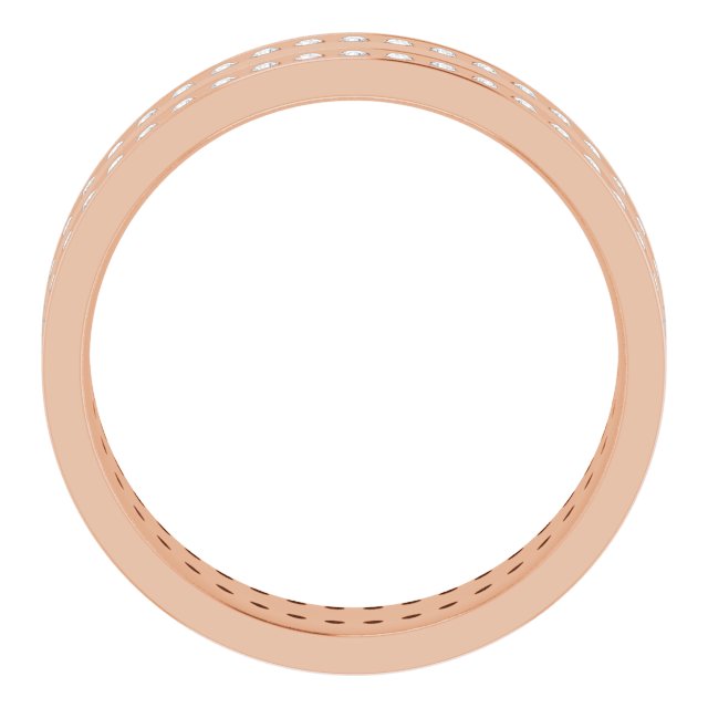 14K Rose 3/4 CTW Lab-Grown Diamond Double Row Accented Band Size 10.5
