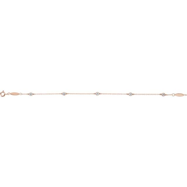 14K Rose 1/3 CTW Lab-Grown Diamond Bezel-Set Station 7" Bracelet