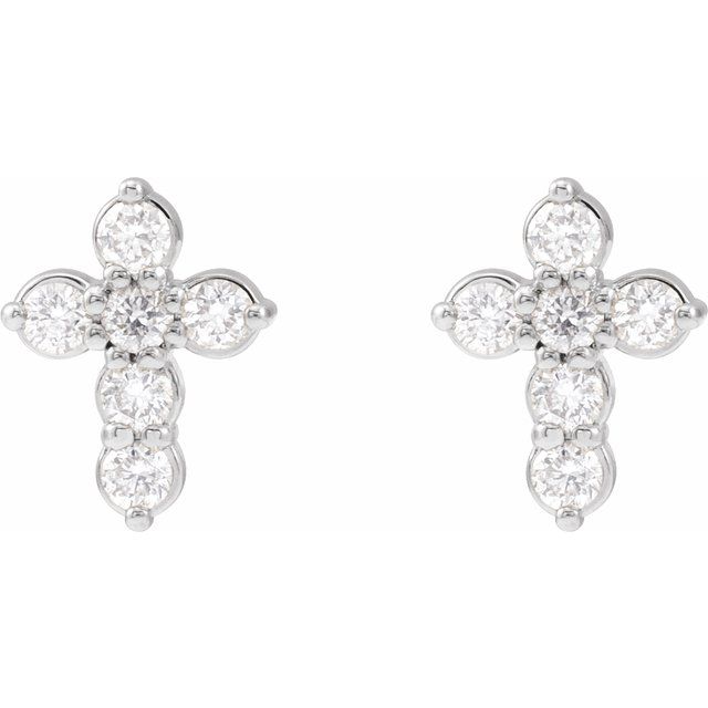 Sterling Silver 1/6 CTW Lab-Grown Diamond Cross Earrings