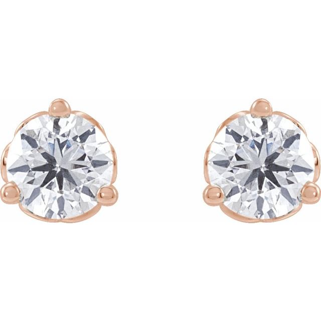 14K Rose 1/3 CT Lab-Grown Diamond Scroll Earrings