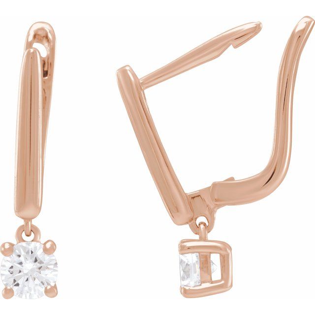 14K Rose 1/2 CTW Lab-Grown Diamond Lever Back Earrings
