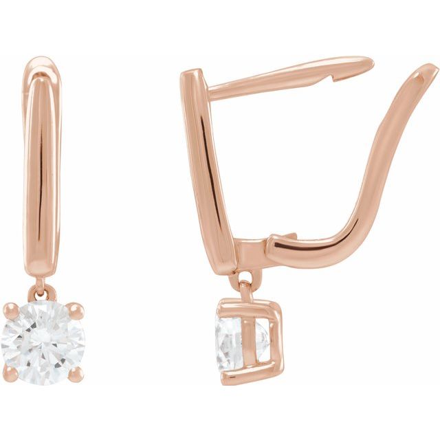 14K Rose 1 CTW Lab-Grown Diamond Lever Back Earrings