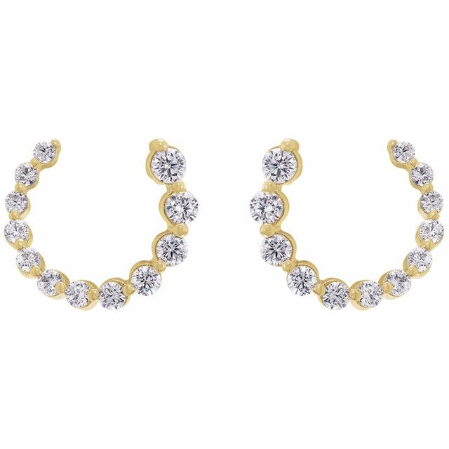 14K Yellow 1/2 CTW Lab-Grown Diamond Front-Back Earrings