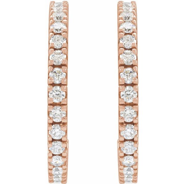 14K Rose 1 5/8 CTW Lab-Grown Diamond 24.7 mm Hoop Earrings