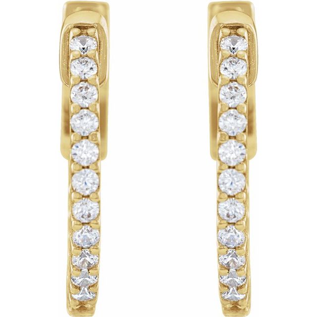 14K Yellow 1/3 CTW Lab-Grown Diamond Inside-Outside 15.5 mm Hinged Hoop Earrings
