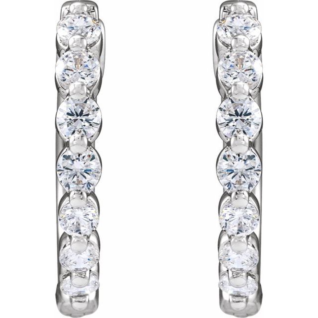 14K White 1/2 CTW Lab-Grown Diamond Hoop Earrings