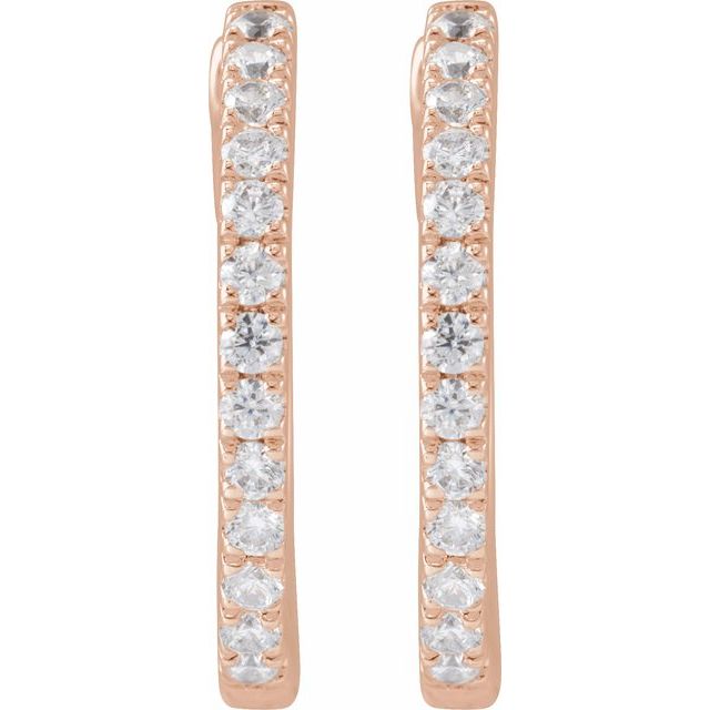 14K Rose 1/3 CTW Lab-Grown Diamond 16.3 mm Hoop Earrings