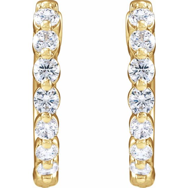 14K Yellow 1/2 CTW Lab-Grown Diamond Hoop Earrings