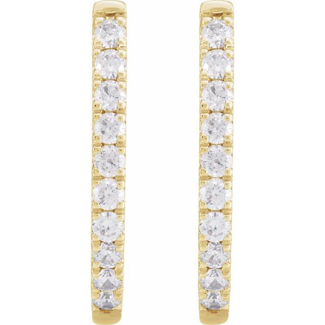 14K Yellow 9/10 CTW Lab-Grown Diamond Hoop Earrings