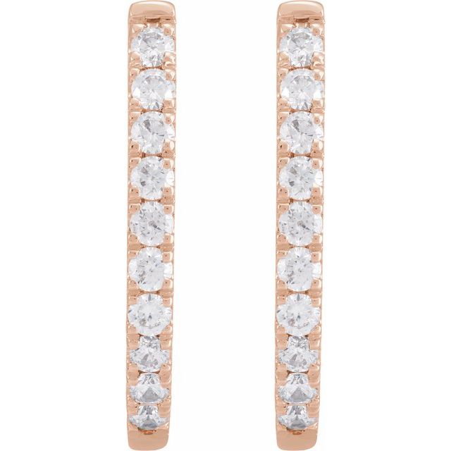14K Rose 9/10 CTW Lab-Grown Diamond Hoop Earrings