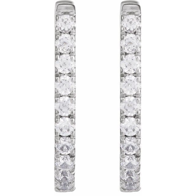 14K White 1/3 CTW Lab-Grown Diamond Hoop Earrings