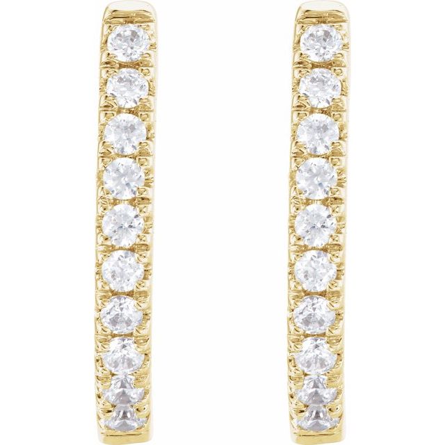 14K Yellow 1/6 CTW Lab-Grown Diamond Hoop Earrings