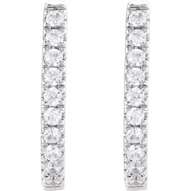 14K White 1/6 CTW Lab-Grown Diamond Hoop Earrings