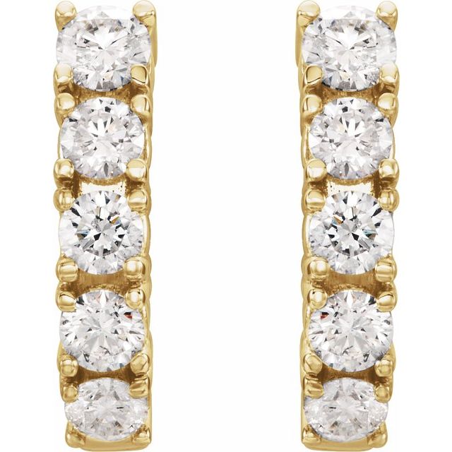 14K Yellow 1 1/2 CTW Lab-Grown Diamond Hoop Earrings