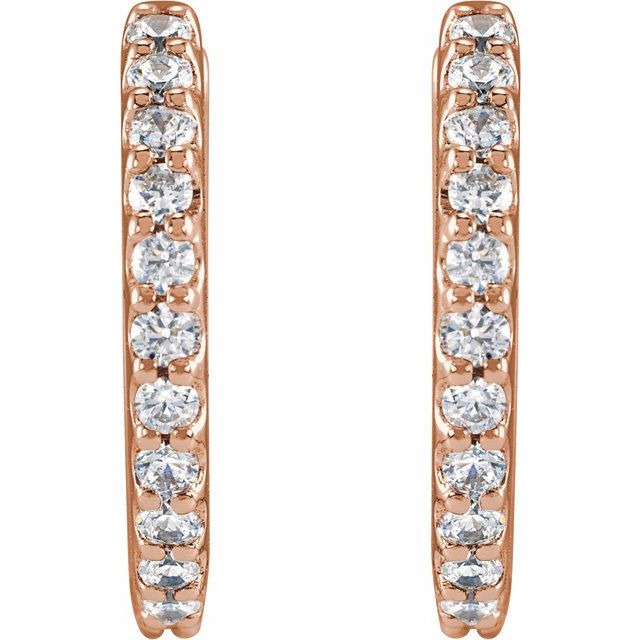 14K Rose 1/2 CTW Lab-Grown Diamond 13.64 mm Hoop Earrings