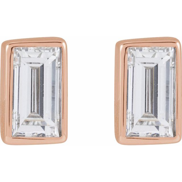 14K Rose 1/10 CT Lab-Grown Diamond Stud Earring