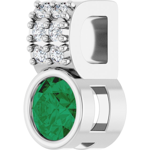 Sterling Silver Lab-Grown Emerald & .04 CTW Natural Diamond Pendant