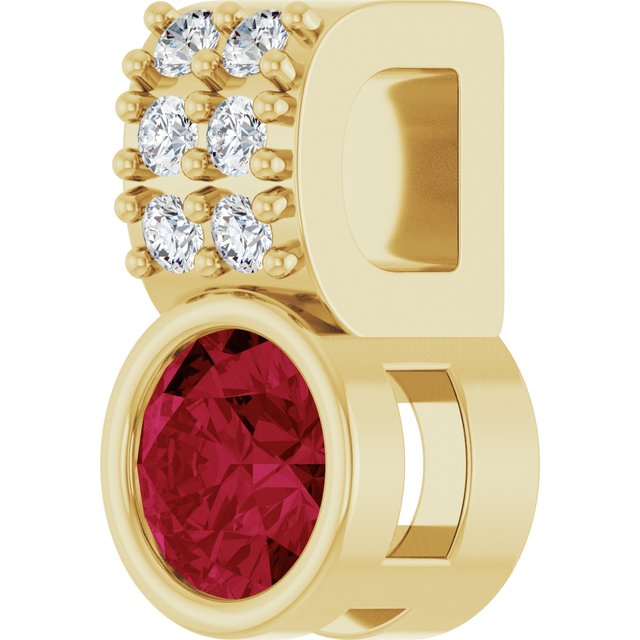 14K Yellow Lab-Grown Ruby & .04 CTW Natural Diamond Pendant
