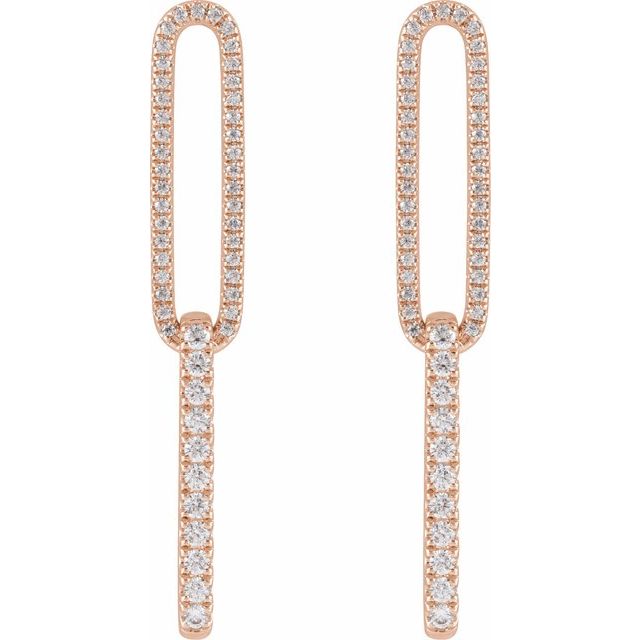 14K Rose 1/2 CTW Lab-Grown Diamond Elongated Link Earrings