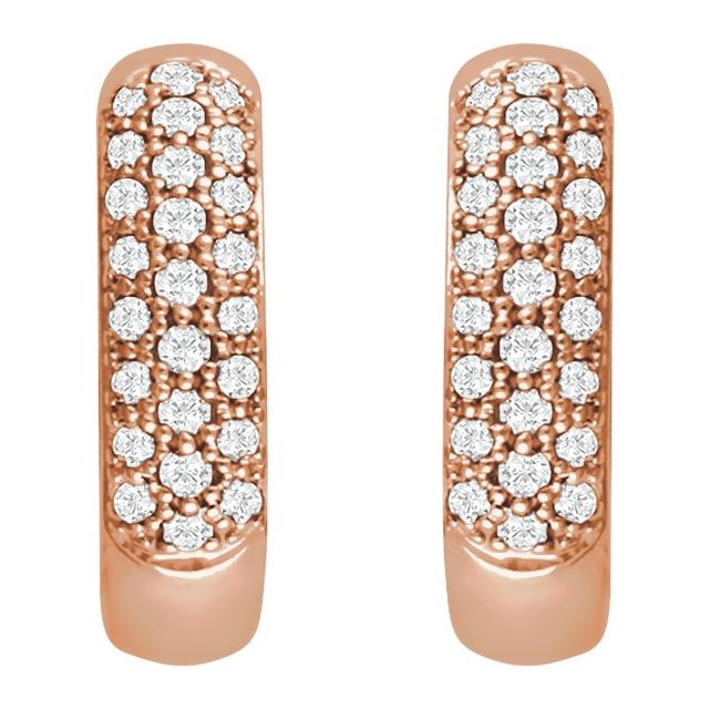 14K Rose 1/2 CTW Lab-Grown Diamond Hoop Earrings