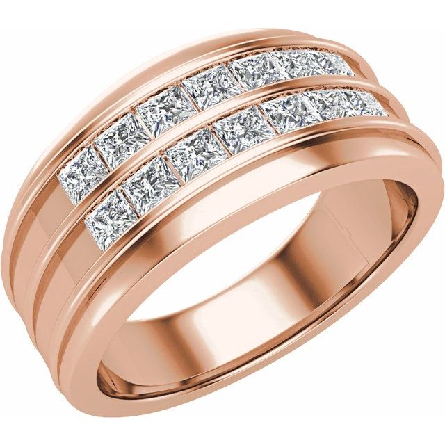14K Rose 1 1/4 CTW Lab-Grown Diamond Mens Band