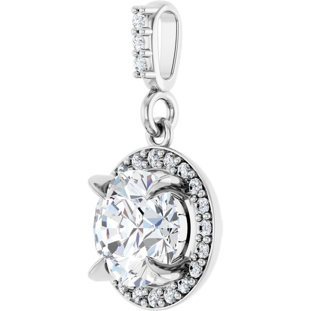 Sterling Silver 1 1/8 CTW Lab-Grown Diamond Halo-Style Pendant