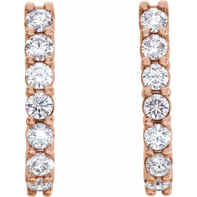 14K Rose 3/4 CTW Lab-Grown Diamond J-Hoop Earrings