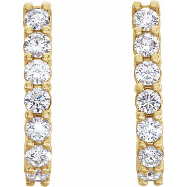 14K Yellow 3/4 CTW Lab-Grown Diamond J-Hoop Earrings