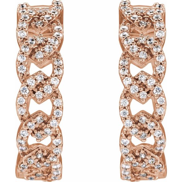 14K Rose 1/2 CTW Lab-Grown Diamond Hoop Earrings
