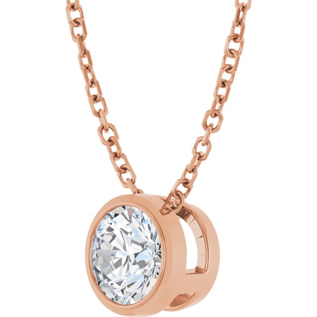 14K Rose 1/2 CT Lab-Grown Diamond Bezel-Set 16-18" Necklace