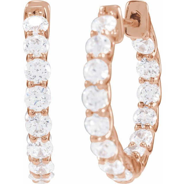 14K Rose 2 1/5 CTW Lab-Grown Diamond Inside-Outside 19.7 mm Hoop Earrings