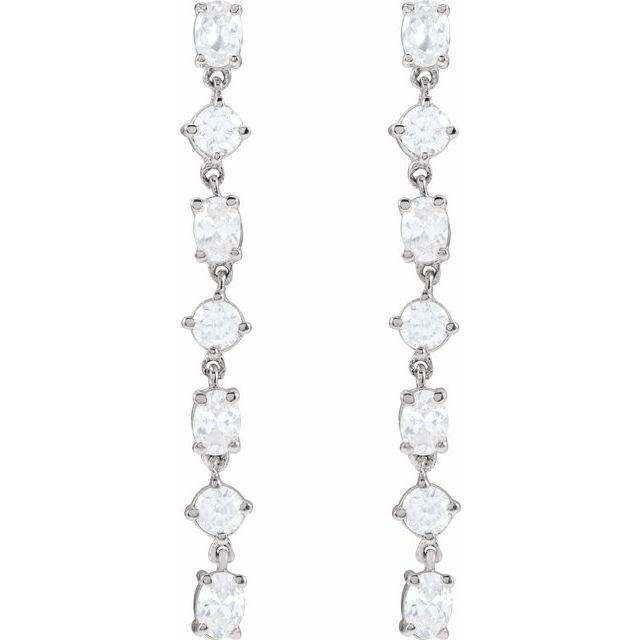 14K White 1 1/5 CTW Lab-Grown Diamond Dangle Earrings